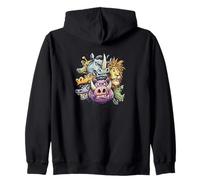 Wild Animal Cartoon Faces Collage T-Shirt Zip Hoodie
