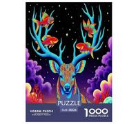 Wild animal deer Jigsaw Puzzles Puzzles for Adults Kids.1000 Piece Cartoon Colorful Whimsical Challenge Toy Educational Games Home Decoration for Adults& Kids Age 14 Years Up 38x26cm/1000pcs