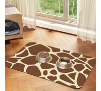 Wild Animal Giraffe Pattern Patterned Pet Feeding Mat with Water-Absorbing PU Top & Rubber Base - Anti-Slip Dog Cat Food Mat for Cats, Dogs & Pets, 40x60cm