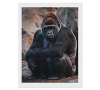 Wild Animal Gorilla Monkey Diamond Painting Kits Round Full Drill Cross Stitch Art Pictures for Home Wall Decor 12"x16"