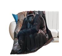 Wild Animal Gorilla Monkey Flannel Throw Blankets Soft Warm Couch Blanket for Bed Chairs 50"*60"（130 * 150cm）