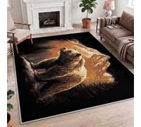 Wild Animal Grizzly Bear Mountain Pine Forest Brown Grey Machine Washable Rug, 60x90cm (2x3ft) Non-Slip Indoor Floor Mat for Hallway, Front Door, Kitchen, Bath, Hall, Utility