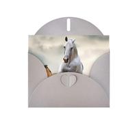 Wild Animal Horses Pattern Print Shimmer Blank Greeting Cards with Envelopes, Elegant DIY Invitations,Thank You Notes