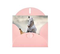 Wild Animal Horses Pattern Print Shimmer Blank Greeting Cards with Envelopes, Elegant DIY Invitations,Thank You Notes
