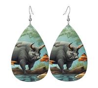Wild Animal Hunting Fish 02 Print Leather Dangle Earrings For Women Elegant Drop Earrings Lightweight Fashion Jewelry