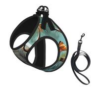 Wild Animal Hunting Fish 02 Print Pet Vest Harnesses Leash Set Reflective Puppy Vest Dogs Walking Training Dog Harness