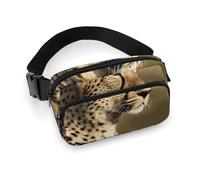 Wild Animal Leopard Fanny Pack for Women Men Waist Bag Belt Bag Adjustable Casual Bag for Travel Sports Hiking, white, 7.9x5.1inches