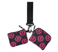 Wild Animal Lion Magenta Valentines Women's Dual Wallets Busniess Card Cases Compact Size Card Money Holder with Zipper Pocket for Ladies 2 Packs de crédito para hombre, wild animal lion Magenta