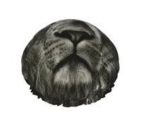 Wild Animal Lion Printed Double-Layer Shower Cap, Reusable Shower Cap, Suitable For Various Hair Lengths