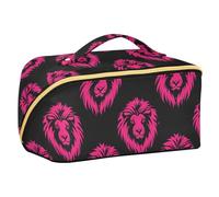 Wild Animal Lion Valentine's Day Travel Bag with dividers Essentials Cosmetic Bag For Purse with Compartments & Handle