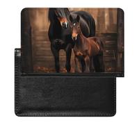 Wild Animal Mare and Foal Horse Passport Wallet Cute Passport Case with Card Slot Travel Passport Holder Cover