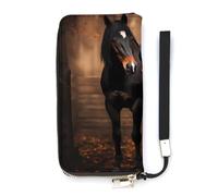 Wild Animal Mare and Foal Horse Slim Wallet for Women Long Purse Cute Clutch Wristlet Handbag Card Holders