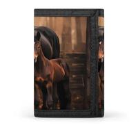 Wild Animal Mare and Foal Horse Trifold Wallet Cute Card Slots Holder Clutch Purse Wallets for Men Women