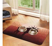 Wild Animal Moose Patterned Pet Feeding Mat with Water-Absorbing PU Top & Rubber Base - Anti-Slip Dog Cat Food Mat for Cats, Dogs & Pets, 30x45cm