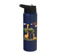 Wild Animal Tall Giraffes Reaching The Sky Cute Giraffe Stainless Steel Insulated Water Bottle
