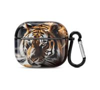 Wild Animal Tiger Bluetooth Earbuds Case Cover Full Body Shockproof Protection Hard Case Support Wireless Charging with Keychain Personalized Gift for AirPods 3