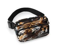 Wild Animal Tiger Fanny Pack Belt Bag with Adjustable Strap Fashion Waist Bag for Outdoor Sports Hiking, white, 20x13cm, Full Printed Waist Bag