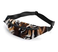 Wild Animal Tiger Fanny Packs with Zipper, Personalized Waist Bags with Multiple Pockets, Adjustable Sling Bag for Travel, Waterproof Belt Bag, Crossbody Bags for Unisex