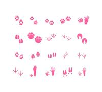 Wild Animal Tracks Paw Prints Zoo Wall Decals Paster Paper 68x84.7cm Store Decoration Pink
