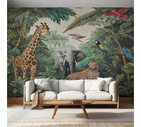 Wild Animal Wallpaper for Living Room, Tropical Jungle Botanical Wall Mural for Bedroom, Non-Woven Photo Wallpaper Home Decor 315X215cm, Wall Decoration D4