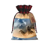 Wild Animal Wolf Printed Gift Bag, Perfect Color Blocking Burlap Gift Bag