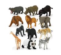 (Wild Animals 12pcs Set) Toys Kids 12pcs Small Plastic Figures Sea Zoo Animal Safari Set Model Wild Ocean