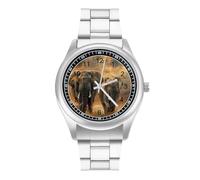 Wild Animals African Elephant Quartz Watch Stainless Steel Wrist Watches for Men Women Easy to Read