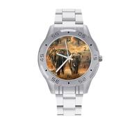 Wild Animals African Elephant Quartz Wrist Watch Stainless Steel Watches for Men Women Easy to Read