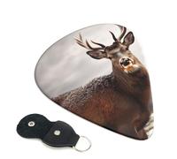 Wild Animals Deer 6 Pack Guitar Picks With Holder, Personalized Guitar Plectrums Non-Slip Portable Ukulele Bass Picks 0.71mm For Acoustic Guitar Lovers Gifts