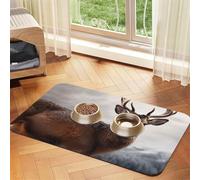 Wild Animals Deer Dog Food Mat, Absorbent Pet Feeding Mat for Food and Water Bowls Non-Slip Placement Pad for Floors Waterproof Quick Dry Water Dispenser Mat for Dogs Puppy Cats 16x24 Inch