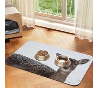 Wild Animals Deer Patterned Pet Feeding Mat with Water-Absorbing PU Top & Rubber Base - Anti-Slip Dog Cat Food Mat for Cats, Dogs & Pets, 30x45cm