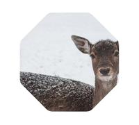 Wild Animals Deer Printed Coasters Set of 4, Tabletop Protection Leather Coasters for Cup Drinks Coffee Pads Beer Bar Mat Gifts, Octagon