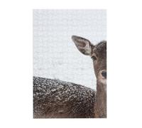 Wild Animals Deer Prints Wooden Jigsaw Puzzle 300-Piece in Plastic Box, 26x38 CM Eco-Friendly Educational Puzzle for Family Fun & Adult Relaxation
