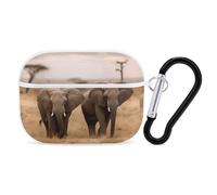 Wild Animals Elephants AirPods Pro 2 Case Cover, Shockproof Hard Shell Protective Case for Women Men, Compatible with Airpod Pro Case 2nd/1st Generation with Keychain-White