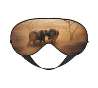 Wild Animals Elephants Double-Sided Silk Sleep Mask, Adjustable Light Blocking Eye Mask for Travel, Men & Women, Soft Comfortable Blindfold 20x10cm