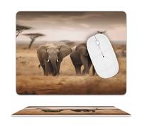Wild Animals Elephants Leather Mouse Pad 8"x10", Comfortable Non-Slip Mousepad, Laptop Computer Mouse Pad Easy to Clean Smooth Waterproof Desk Mat for Home Office Travel Work Gaming