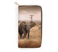 Wild Animals Elephants Leather Wallet, Bifold Stylish Wallets, Credit Card Holder for Passport Covers, Purse Passport Bag for Men Women