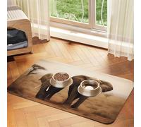Wild Animals Elephants Pet Feeding Mat Absorbent Pu Leather Dog Cat Food Mats Contain Spills Protects Floors, Anti-Slip Rubber Backing Dog Bowl Mats Easy Clean Pet Placemats 30x45cm