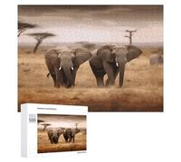 Wild Animals Elephants Puzzles for Adults Wooden Jigsaw Puzzle with Storage Box Personalized Exquisite Wooden Puzzle for Home Wall Decorative Puzzles&Relaxing Gifts 500 PCS Pieces