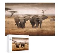 Wild Animals Elephants Puzzles for Adults Wooden Jigsaw Puzzle with Storage Box Personalized Exquisite Wooden Puzzle for Home Wall Decorative Puzzles&Relaxing Gifts 1000 PCS Pieces