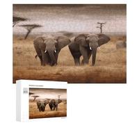 Wild Animals Elephants Puzzles for Adults Wooden Jigsaw Puzzle with Storage Box Personalized Exquisite Wooden Puzzle for Home Wall Decorative Puzzles&Relaxing Gifts 300 PCS Pieces