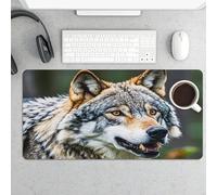 Wild Animals Gray Wolves Gaming Mouse Pad 12x24 Inch Desk Pad Protector Waterproof Non-Slip Rubber Base Keyboard Mat Extra Large Desktop Mat for Office Home Computer Laptop Table Accessory