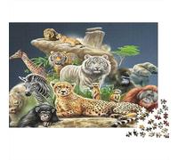 Wild Animals Group 1000 Pieces Jigsaw Puzzles for Adults & Children, Recycled Cardboard, Non-Reflective, Wild Animals Gathering, Stress Relief Fun, Great Gift Idea for Home Decor 38x26cm/1000pcs