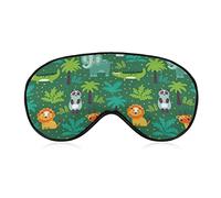 Wild Animals in Jungle Sleep Mask Lion Giraffe Elephant Blindfold for Sleeping Elastic Blackout Eye Mask Cover for Full Night's Sleep Travel and Nap