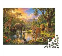 Wild Animals Jigsaw Puzzles 1000Pc Recycled Material African Safari Puzzle for Boy & Girl Fun Present & Activity for Home Ideal for Child‘s Birthday Gift 70x50cm/1000pcs