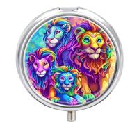 Wild Animals Lion Pill Box 3 Compartment Small Portable Medicine Case Pill Organizer for Pocket Purse
