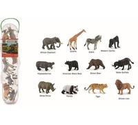 Wild animals set mini 12 pieces 7 - 11 cm