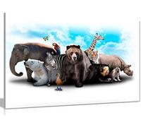 Wild Animals Nursery Canvas Wall Art Picture Print (18x12in)