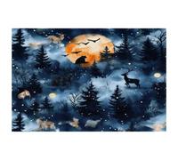 Wild Animals on Forest Silhouette Placemats Set of 1 for Dining Table Washable Non Slip Placemat for Christmas Holiday Birthday Party Table