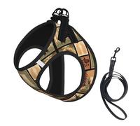 Wild Animals Print Dog Harness Reflective Pet Vest Harness Puppy Harnesses Leash Set,For Walking Training